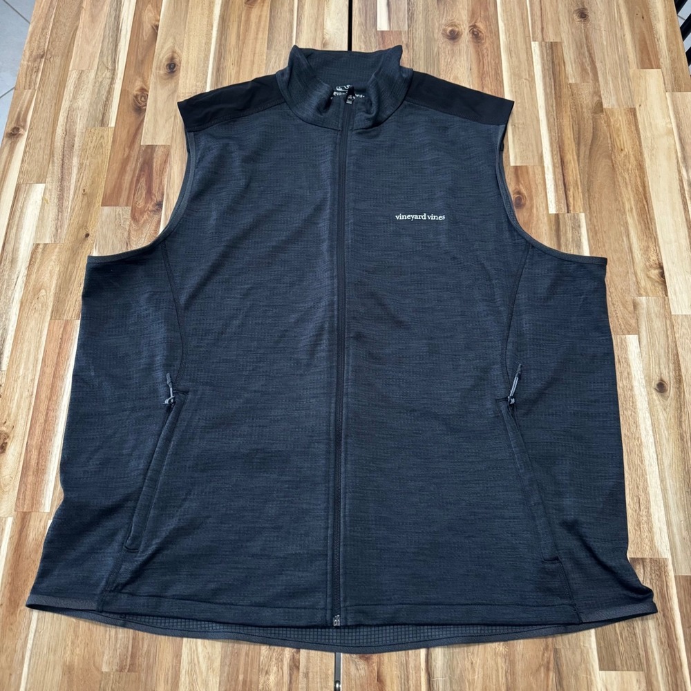 Vineyard Vines Vest Mens 2XL Charcoal Gray Performance Full Zip Stretch Golf